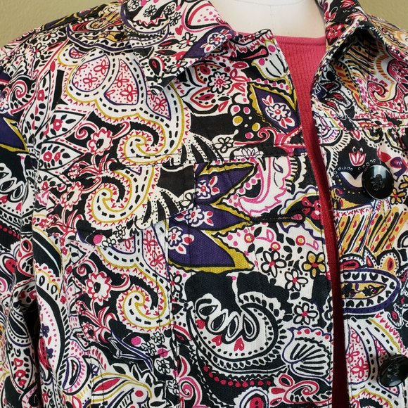 Charter Club Paisley Print Cropped Fitted Cotton Jacket M - Picture 8 of 11